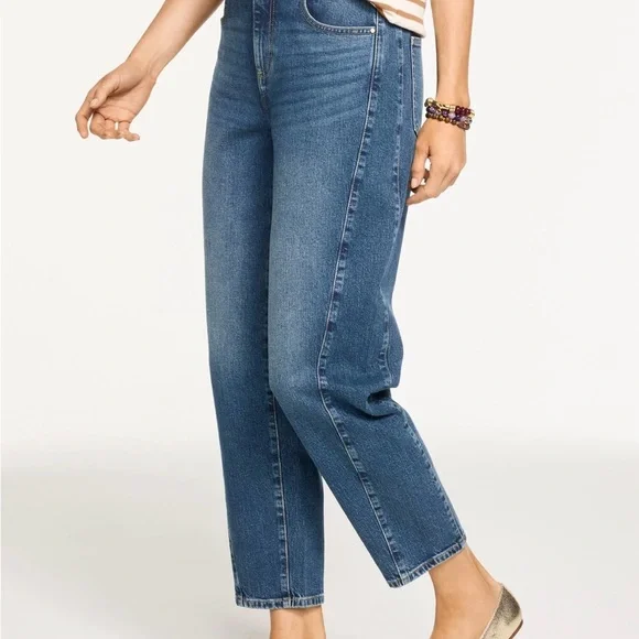 Talbots Relaxed Barrel Jean Denim Ankle Length High Waist Women’s 14 Petite New - Picture 1 of 7